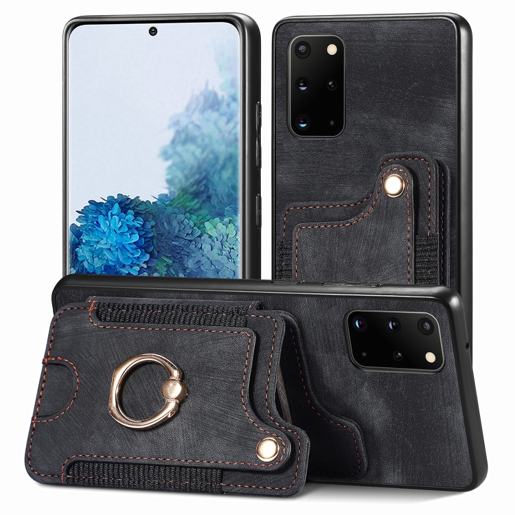 

For Samsung Galaxy S20 Ultra Retro Skin-feel Ring Multi-card Wallet Phone Case(Black)