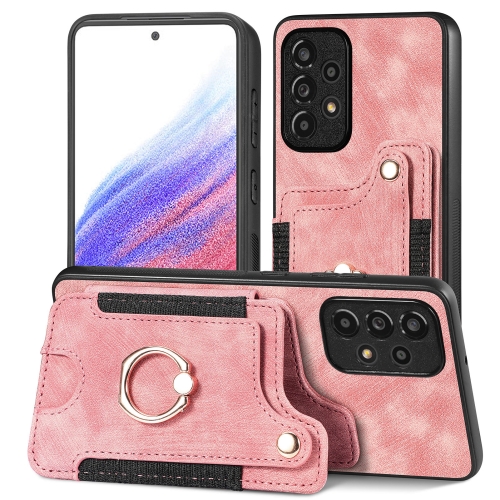 

For Samsung Galaxy A53 5G Retro Skin-feel Ring Multi-card Wallet Phone Case(Pink)