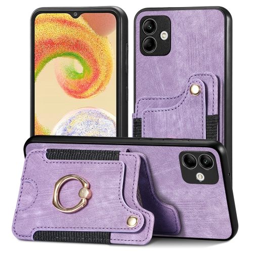 

For Samsung Galaxy A04 Retro Skin-feel Ring Multi-card Wallet Phone Case(Purple)