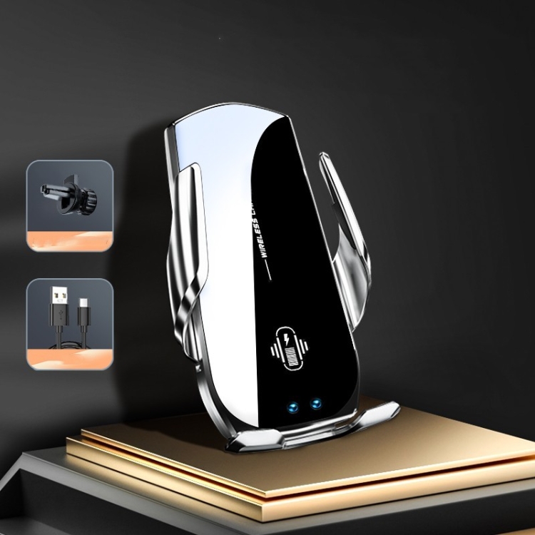 

A1 360 Rotation Wireless Charger Magnetic Car Phone Holder(Silver)