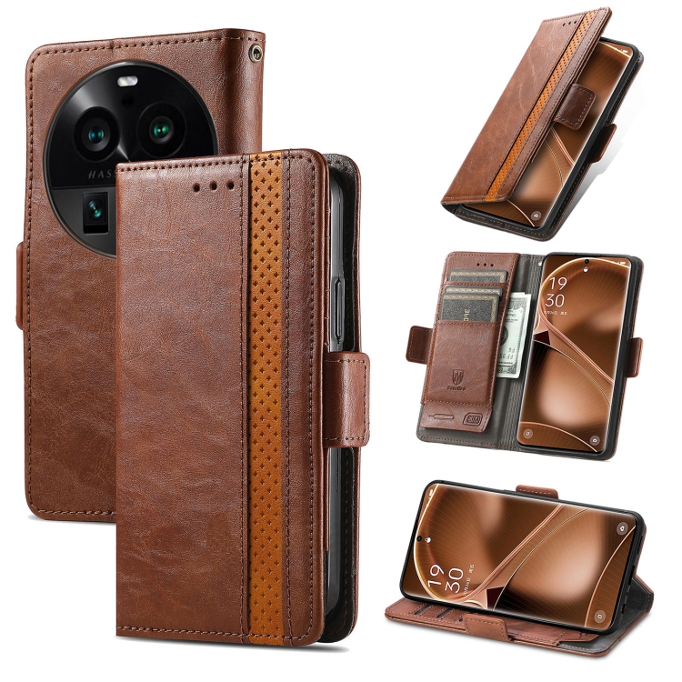 

For OPPO Find X6 Pro CaseNeo Splicing Dual Magnetic Buckle Leather Phone Case(Brown)