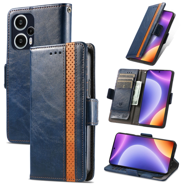 

For Redmi Note 12 Turbo CaseNeo Splicing Dual Magnetic Buckle Leather Phone Case(Blue)
