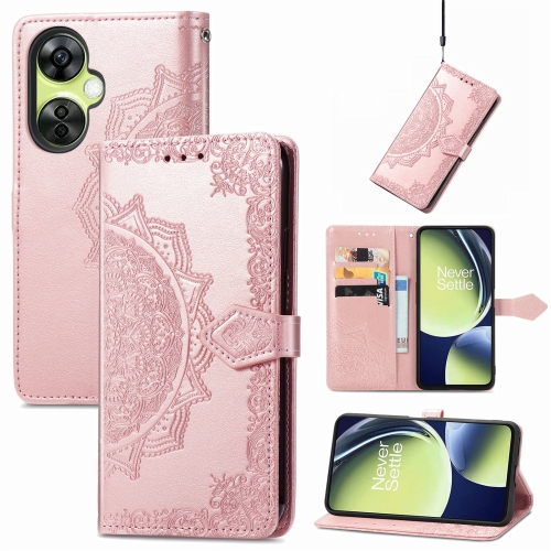 

For OnePlus Nord CE 3 Lite Mandala Flower Embossed Leather Phone Case(Rose Gold)