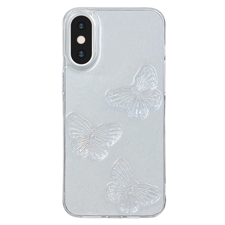 

For iPhone XS Max Clear Crystal Butterflies TPU Phone Case(Transparent)