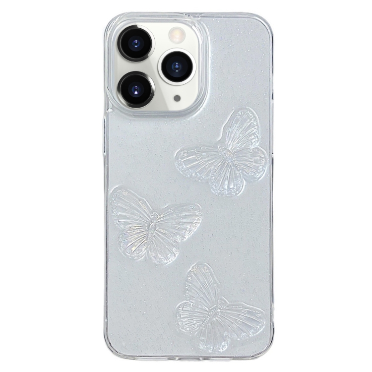 

For iPhone 11 Pro Max Clear Crystal Butterflies TPU Phone Case(Transparent)