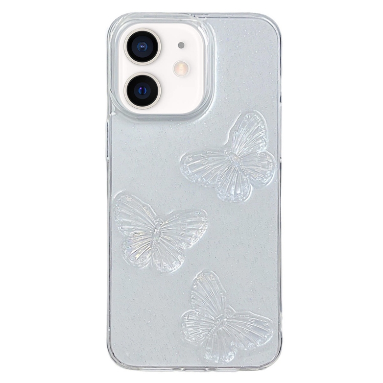 

For iPhone 12 mini Clear Crystal Butterflies TPU Phone Case(Transparent)