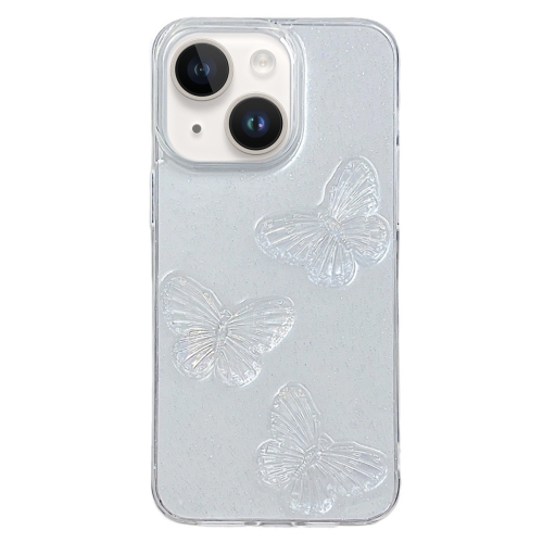 

For iPhone 14 Clear Crystal Butterflies TPU Phone Case(Transparent)