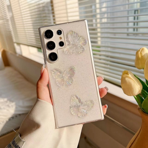 

For Samsung Galaxy A21 Clear Crystal Butterflies TPU Phone Case(Transparent)