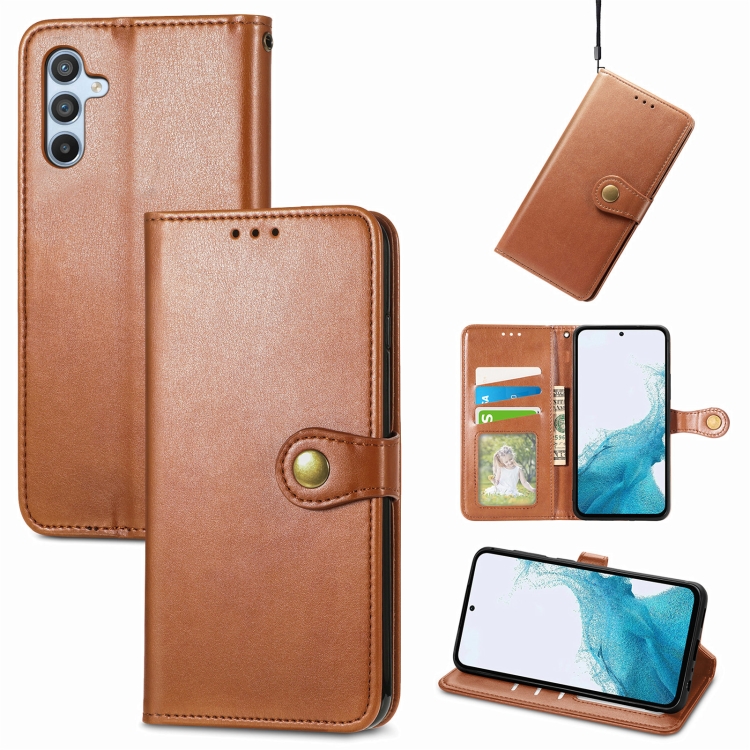 

For Samsung Galaxy A54 5G Retro Solid Color Buckle Leather Phone Case(Brown)
