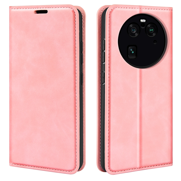 

For OPPO Find X6 Pro Retro-skin Magnetic Suction Leather Phone Case(Pink)