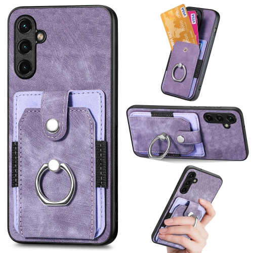 

For Samsung Galaxy A14 5G Retro Skin-feel Ring Card Wallet Phone Case(Purple)