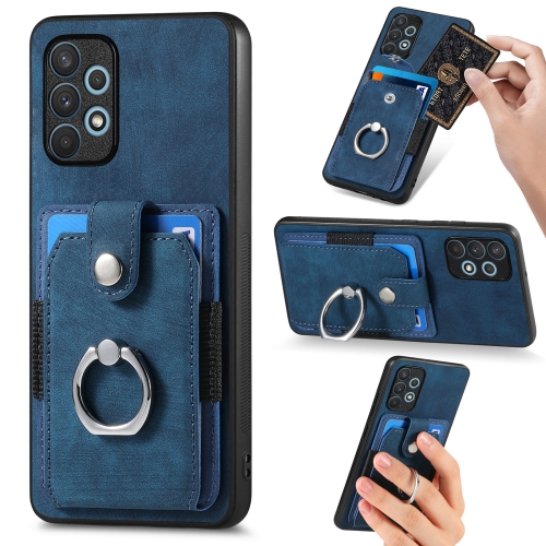 

For Samsung Galaxy A32 4G Retro Skin-feel Ring Card Wallet Phone Case(Blue)