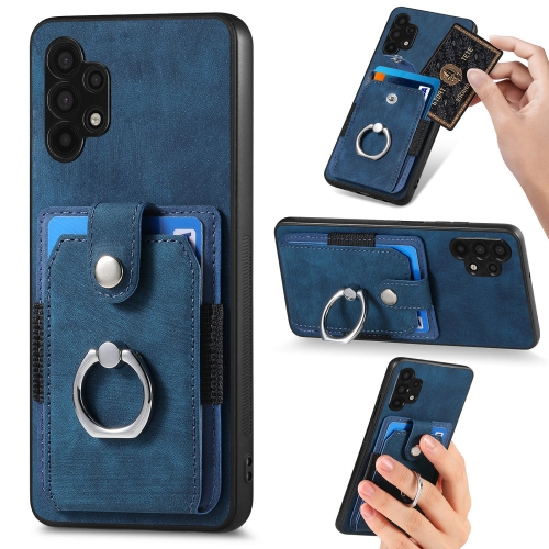 

For Samsung Galaxy A32 5G Retro Skin-feel Ring Card Wallet Phone Case(Blue)