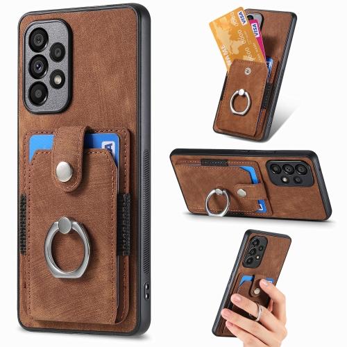 

For Samsung Galaxy A53 5G Retro Skin-feel Ring Card Wallet Phone Case(Brown)