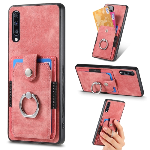 

For Samsung Galaxy A70 / A70s Retro Skin-feel Ring Card Wallet Phone Case(Pink)