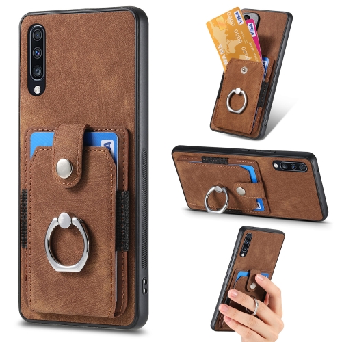 

For Samsung Galaxy A70 / A70s Retro Skin-feel Ring Card Wallet Phone Case(Brown)