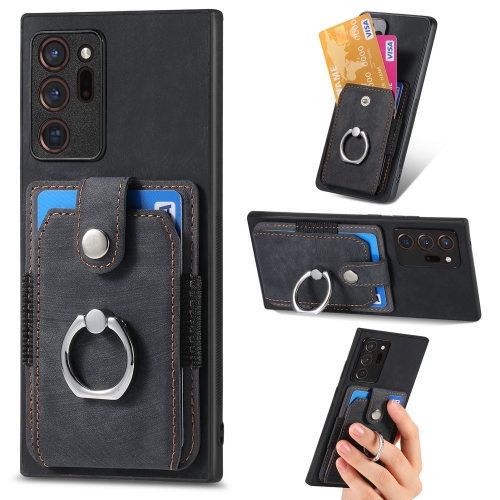 

For Samsung Galaxy Note20 Ultra Retro Skin-feel Ring Card Wallet Phone Case(Black)