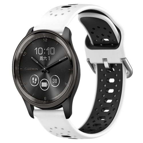 

For GarminMove Trend 20mm Breathable Two-Color Silicone Watch Band(White+Black)