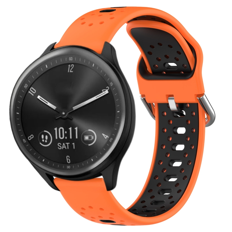 

For Garmin Vivomove Sport 20mm Breathable Two-Color Silicone Watch Band(Orange+Black)