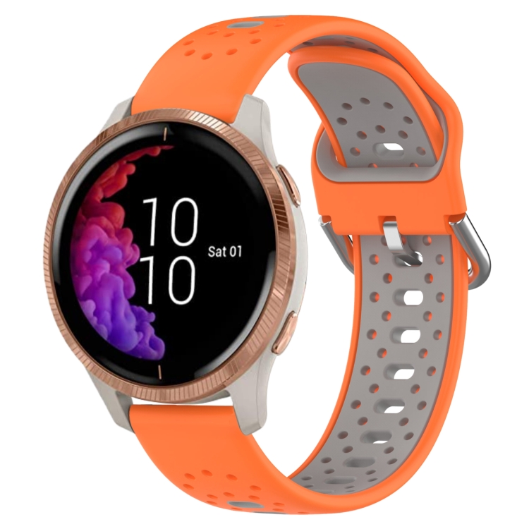 

For Garmin Venu 20mm Breathable Two-Color Silicone Watch Band(Orange+Grey)