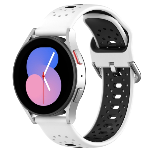 

For Samsung Galaxy Watch 4 Classic 46mm 20mm Breathable Two-Color Silicone Watch Band(White+Black)