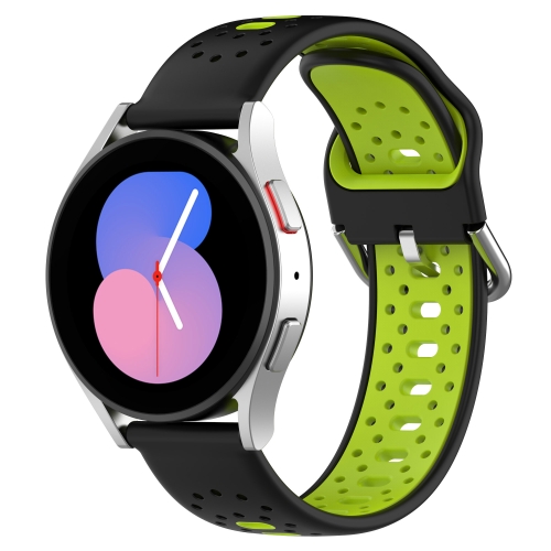 

For Samsung Galaxy Watch 42mm 20mm Breathable Two-Color Silicone Watch Band(Black+Lime Green)