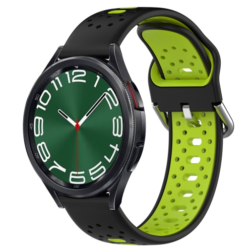 SUNSKY - Per Samsung Galaxy Watch 6 Classic 43mm 20mm cinturino in silicone  bicolore (nero + verde)