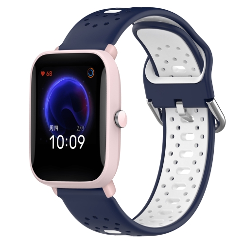 Per Amazfit GTS 2 Mini cinturino in silicone bicolore traspirante da 20 mm  (blu notte +