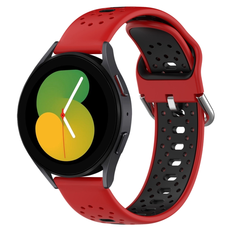 

For Amazfit GTR 4 22mm Breathable Two-Color Silicone Watch Band(Red+Black)