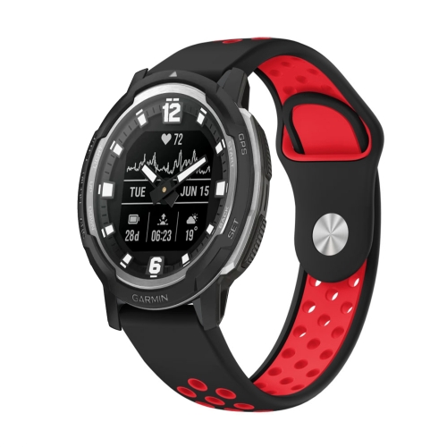 Para Garmin Forerunner 265 22 mm correa de reloj de silicona deportiva  transpirable perforada (negro)