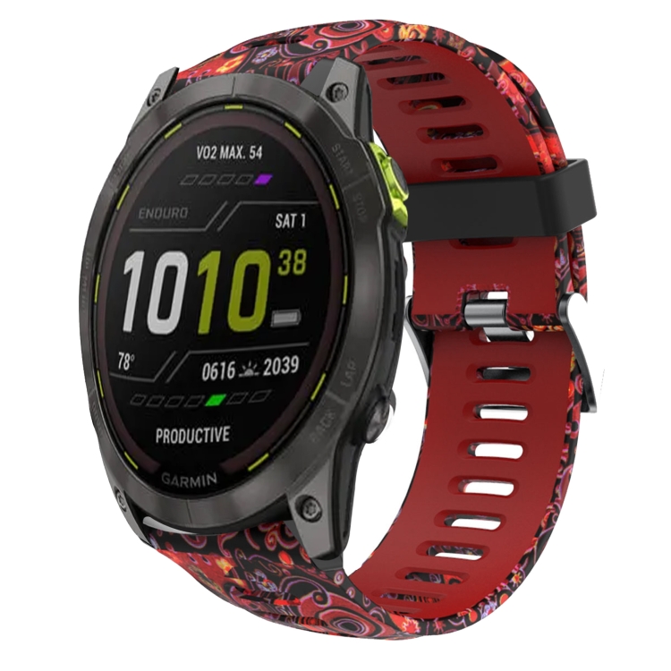 

For Garmin Enduro 2 26mm Camouflage Printed Silicone Watch Band(Red+Jellyfish Camouflage)