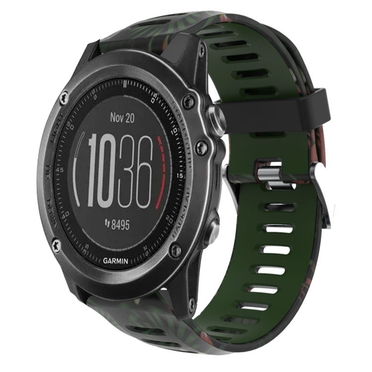 For Garmin Fenix HR 26mm Camouflage Printed Silicone Watch