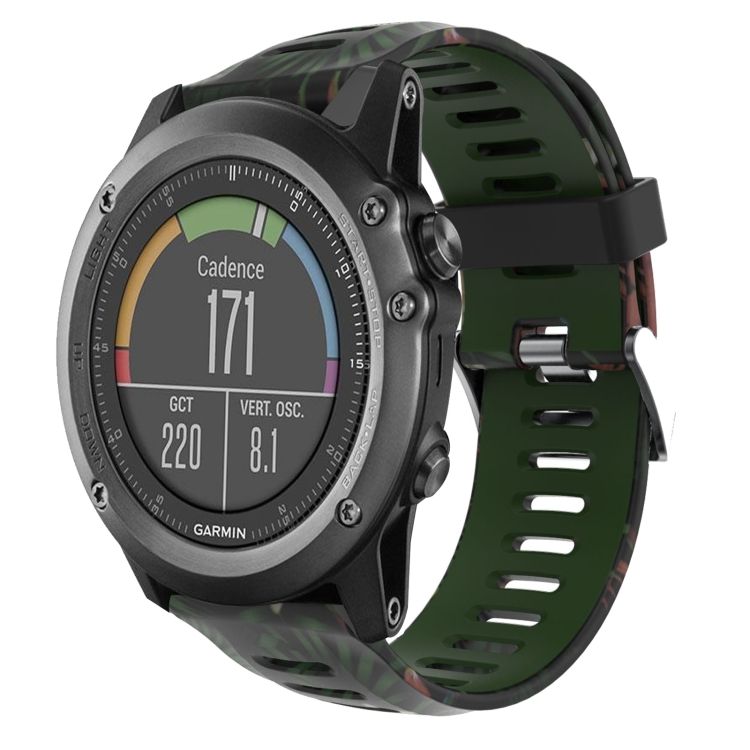 

For Garmin Fenix 3 Sapphire 26mm Camouflage Printed Silicone Watch Band(Army Green+Bamboo Camouflage)