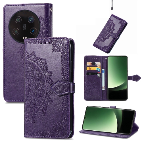

For Xiaomi 13 Ultra Mandala Flower Embossed Leather Phone Case(Purple)