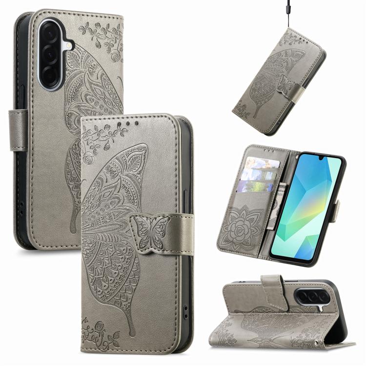 For Galaxy A27 5G Butterfly Love Flower Embossed Leather Phone Case(Gray)