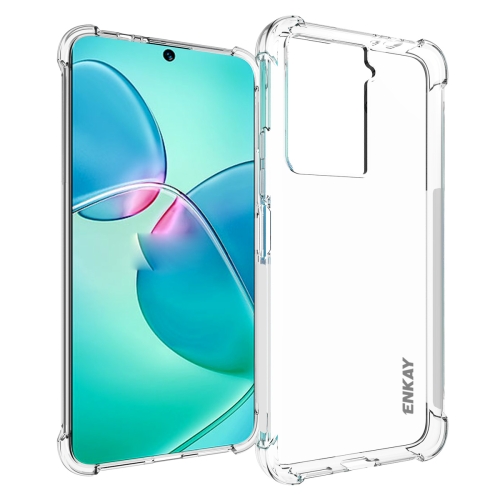For HTC U23 ENKAY Hat-Prince Transparent TPU Shockproof Phone Case portable subpackage box with mirror durable reusable cosmetic container elastic mesh ultrathin bulk powder box make up