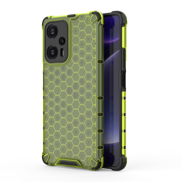 

For Xiaomi Poco F5 Shockproof Honeycomb Phone Case(Green)