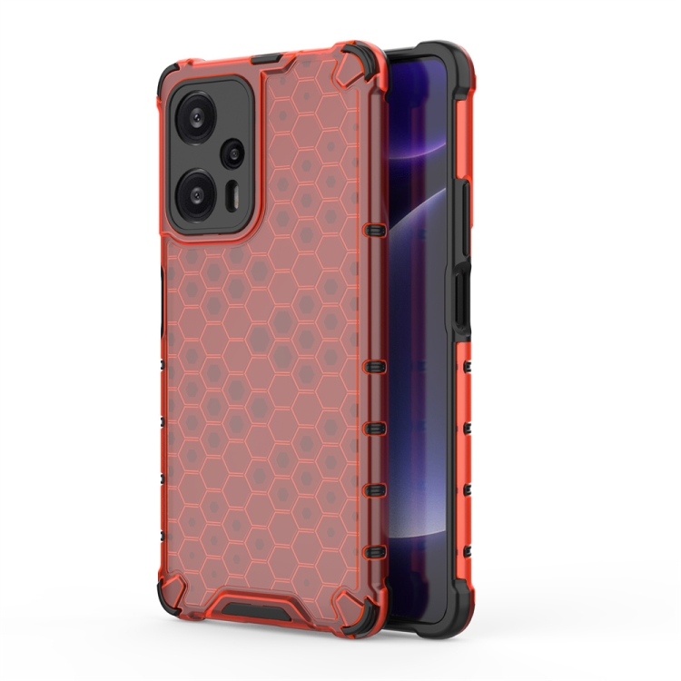 

For Xiaomi Poco F5 Pro Shockproof Honeycomb Phone Case(Red)