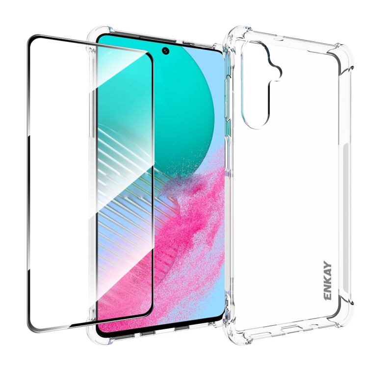 

For Samsung Galaxy M54 5G ENKAY Hat-Prince Transparent TPU Shockproof Phone Case with Glass Film