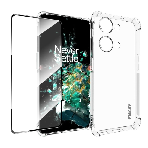 

For OnePlus Ace 2V 5G ENKAY Hat-Prince Transparent TPU Shockproof Phone Case with Glass Film