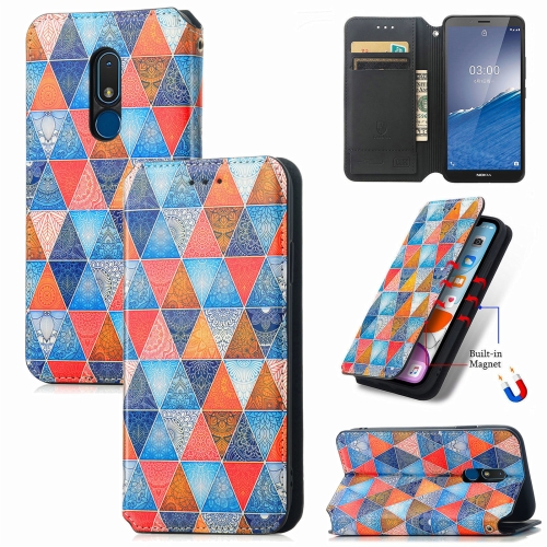 

For Nokia C3 CaseNeo Colorful Magnetic Leather Phone Case(Rhombus Mandala)