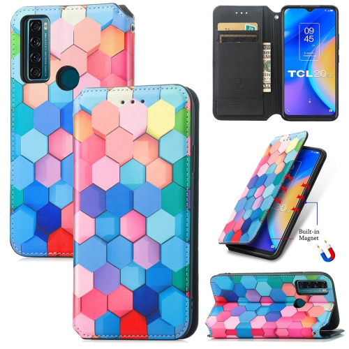 

For TCL 20 SE CaseNeo Colorful Magnetic Leather Phone Case(Colorful Cube)
