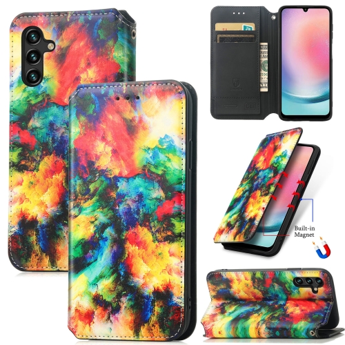 

For Samsung Galaxy A24 4G CaseNeo Colorful Magnetic Leather Phone Case(Colorful Cloud)