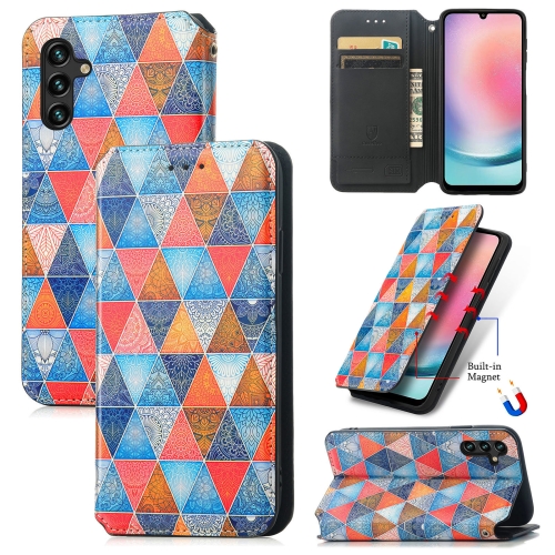 

For Samsung Galaxy A24 4G CaseNeo Colorful Magnetic Leather Phone Case(Rhombus Mandala)