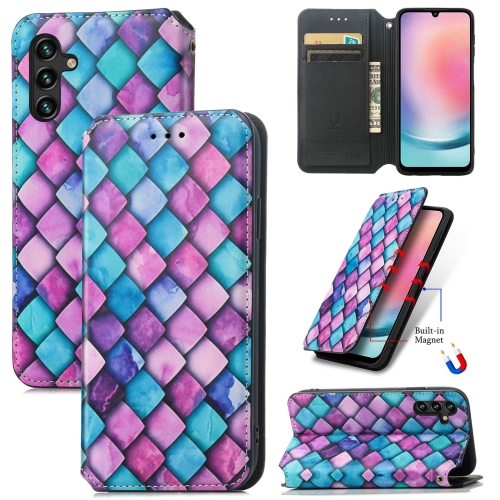 

For Samsung Galaxy A24 4G CaseNeo Colorful Magnetic Leather Phone Case(Purple Scales)