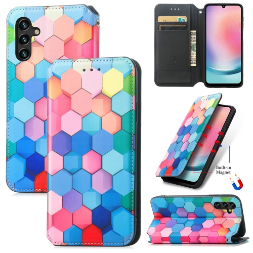 

For Samsung Galaxy A24 4G CaseNeo Colorful Magnetic Leather Phone Case(Colorful Cube)