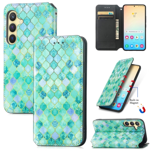 

For Samsung Galaxy S24 5G CaseNeo Colorful Magnetic Leather Phone Case(Emerald)