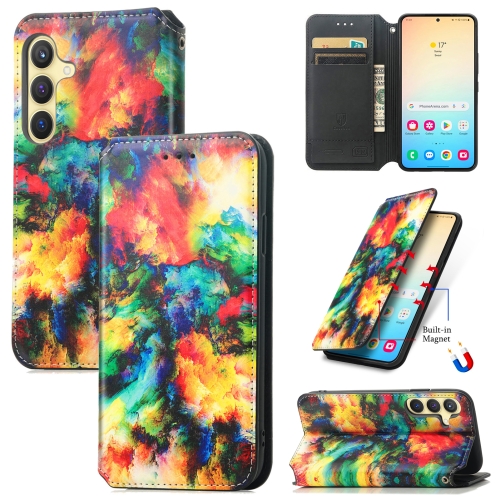

For Samsung Galaxy S24 5G CaseNeo Colorful Magnetic Leather Phone Case(Colorful Cloud)
