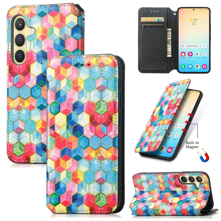 

For Samsung Galaxy S24 5G CaseNeo Colorful Magnetic Leather Phone Case(Magic Space)