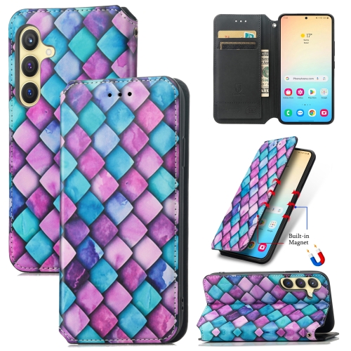 

For Samsung Galaxy S24 5G CaseNeo Colorful Magnetic Leather Phone Case(Purple Scales)
